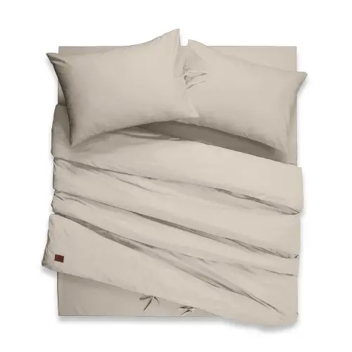 Tek Kişilik Nevresim Takımı – Lastikli Çarşaflı 100x200 cm (+30 cm) – %100 Pamuk | Sabia Home - Bej