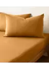 Sabia %100 Pamuk 62 Tel (155 TC) Okotex Sertifikalı Battal Boy Çift Kişilik Lastikli Çarşaf Seti 180x200 cm - Hardal