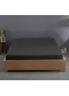 Sabia %100 Pamuk 62 Tel (155 TC) Okotex Sertifikalı Battal Boy Çift Kişilik Lastikli Çarşaf Seti 180x200 cm - Siyah