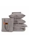 Çift Kişilik Nevresim Takımı – Lastikli Çarşaflı 160x200 cm (+37 cm) – %100 Pamuk | Sabia Home - Gri
