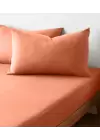 Sabia %100 Pamuk 62 Tel (155 TC) Okotex Sertifikalı Çift Kişilik Lastikli Çarşaf Seti 150x200 cm - Açık Kiremit