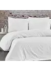Tek Kişilik Nevresim Takımı – Lastikli Çarşaflı 120x200 cm (+37 cm) – %100 Pamuk | 2 Yastıklı  - Beyaz