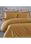 Tek Kişilik Nevresim Takımı – Lastikli Çarşaflı 120x200 cm (+37 cm) – %100 Pamuk | 2 Yastıklı - Hardal