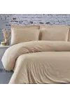 Tek Kişilik Nevresim Takımı – Lastikli Çarşaflı 120x200 cm (+37 cm) – %100 Pamuk | 2 Yastıklı - Krem