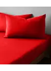 Sabia %100 Pamuk 62 Tel (155 TC) Okotex Sertifikalı Tek Kişilik Lastikli Çarşaf Seti 100x200+37 cm - Kırmızı