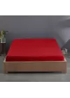 Sabia %100 Pamuk 62 Tel (155 TC) Okotex Sertifikalı Battal Boy Çift Kişilik Lastikli Çarşaf Seti 180x200 cm - Kırmızı