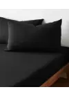 Sabia %100 Pamuk 62 Tel (155 TC) Okotex Sertifikalı Çift Kişilik Lastikli Çarşaf Seti 140x200 cm - Siyah