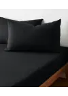 Sabia %100 Pamuk 62 Tel (155 TC) Okotex Sertifikalı Çift Kişilik Lastikli Çarşaf Seti 150x200 cm - Siyah