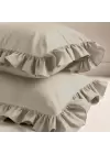 Fırfırlı Yastık Kılıfı 50x60 cm (2’li Set) – %100 Pamuk | Sabia Home – Bej