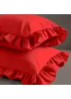 Fırfırlı Yastık Kılıfı 50x60 cm (2’li Set) – %100 Pamuk | Sabia Home – Kırmızı