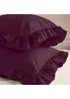 Fırfırlı Yastık Kılıfı 50x70 cm (2’li Set) – %100 Pamuk | Sabia Home – Bordo
