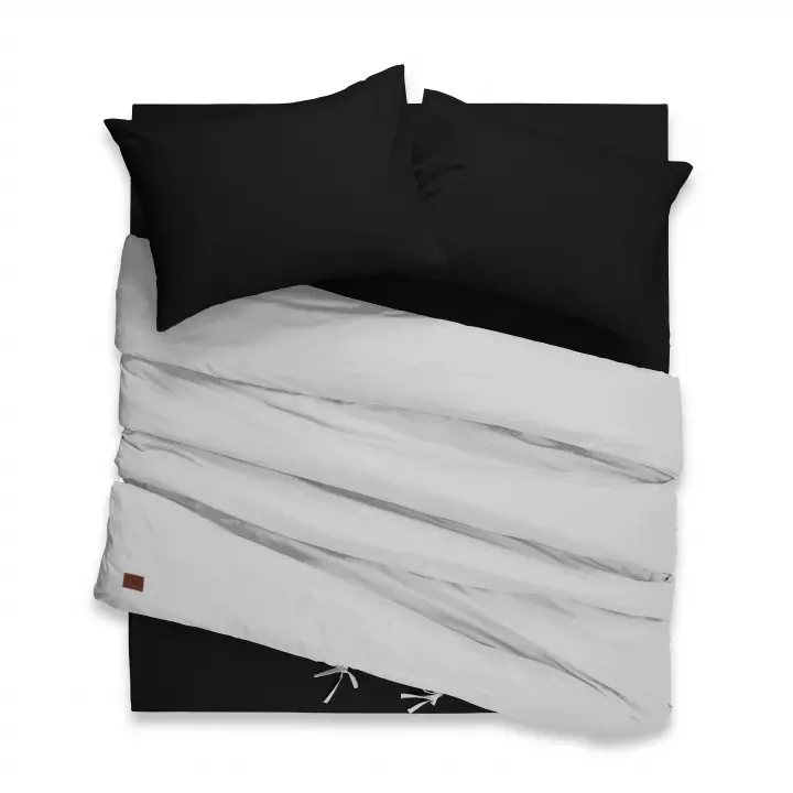 Çift Kişilik Nevresim Takımı – Lastikli Çarşaflı 150x200 cm (+37 cm) – %100 Pamuk | Sabia Home ı - Blackest