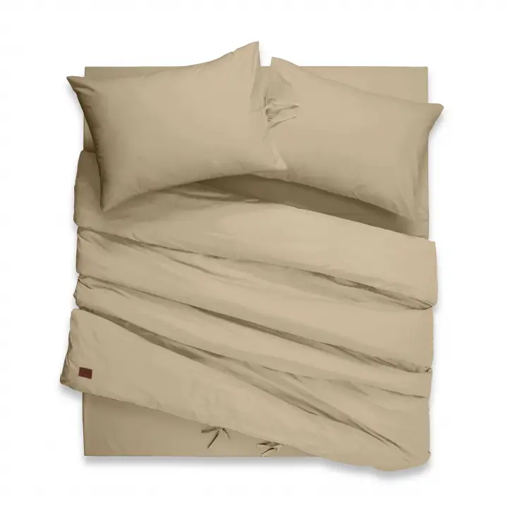 Çift Kişilik Nevresim Takımı – Lastikli Çarşaflı 150x200 cm (+37 cm) – %100 Pamuk | Sabia Home - Krem
