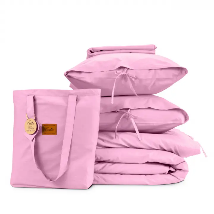 Tek Kişilik Nevresim Takımı – Lastikli Çarşaflı 120x200 cm (+30 cm) – %100 Pamuk | Sabia Home  - Pembe