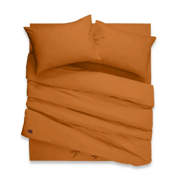 Sabia %100 Pamuk 62 Tel (155 TC) Okotex Sertifikalı Tek Kişilik 120x200+37 cm Nevresim Takımı - Açık Kiremit