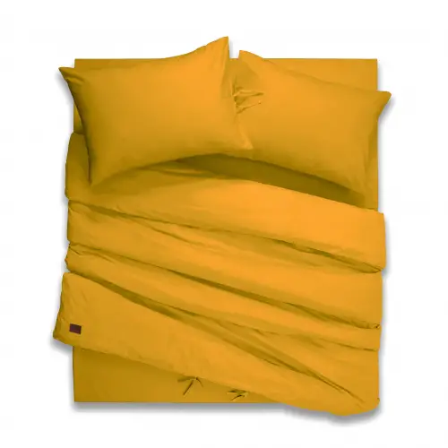 Çift Kişilik Nevresim Takımı – Lastikli Çarşaflı 140x200 cm (+30 cm) – %100 Pamuk | Sabia Home - Hardal