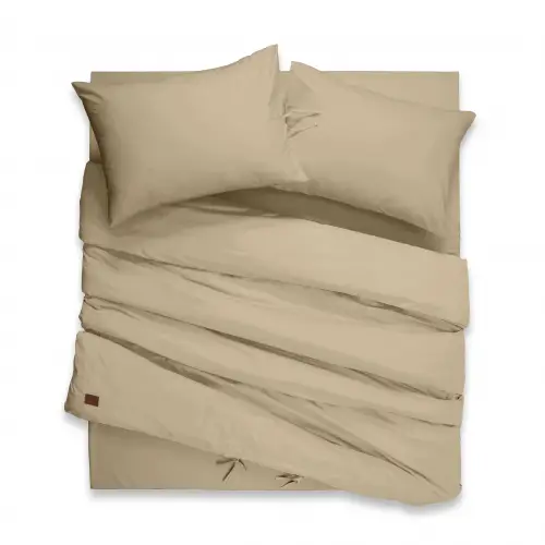 Battal Boy Nevresim Takımı – Lastikli Çarşaflı 180x200 cm (+30 cm) – %100 Pamuk | Sabia Home - Krem