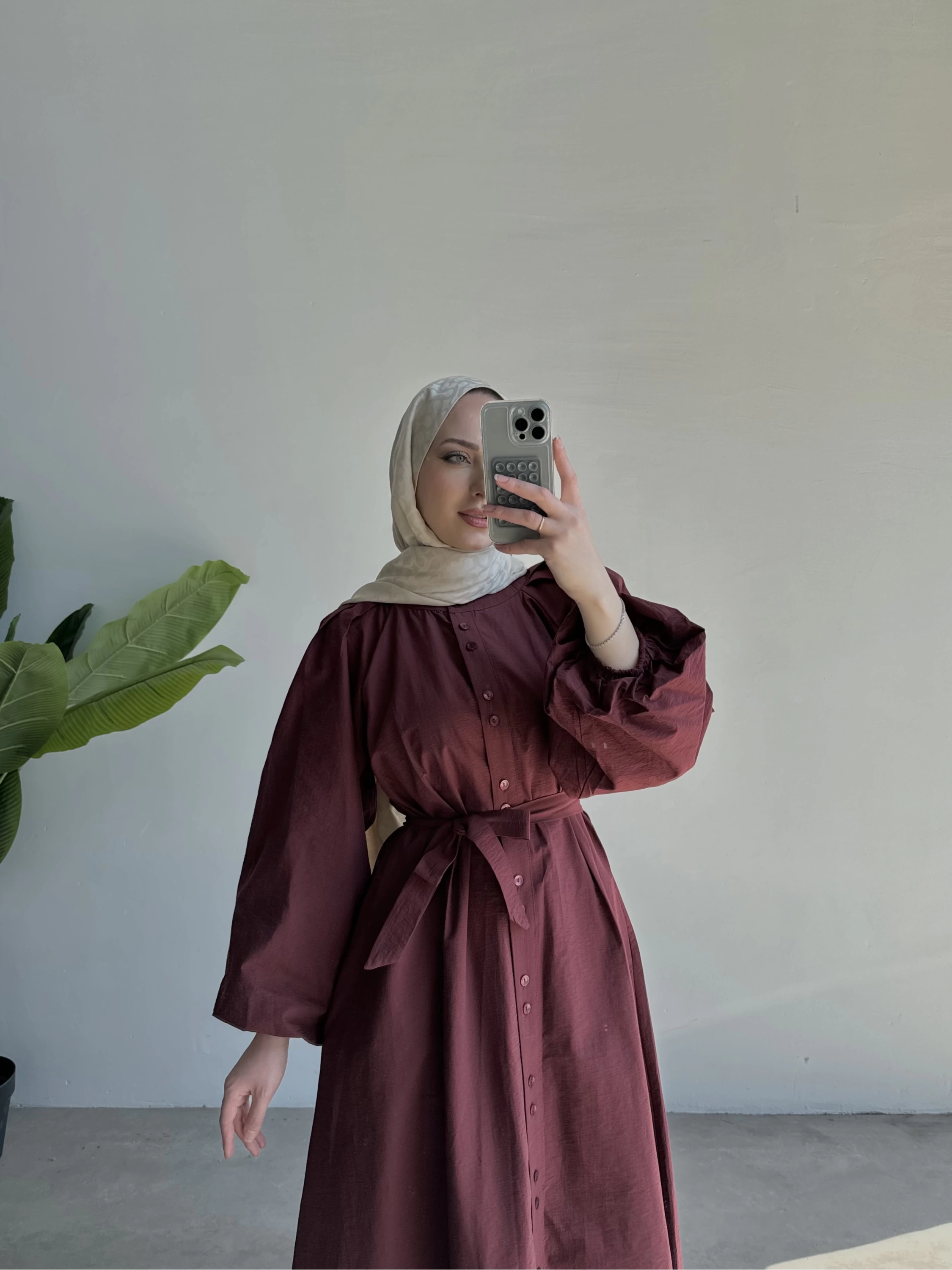 Modal Elbise Bordo