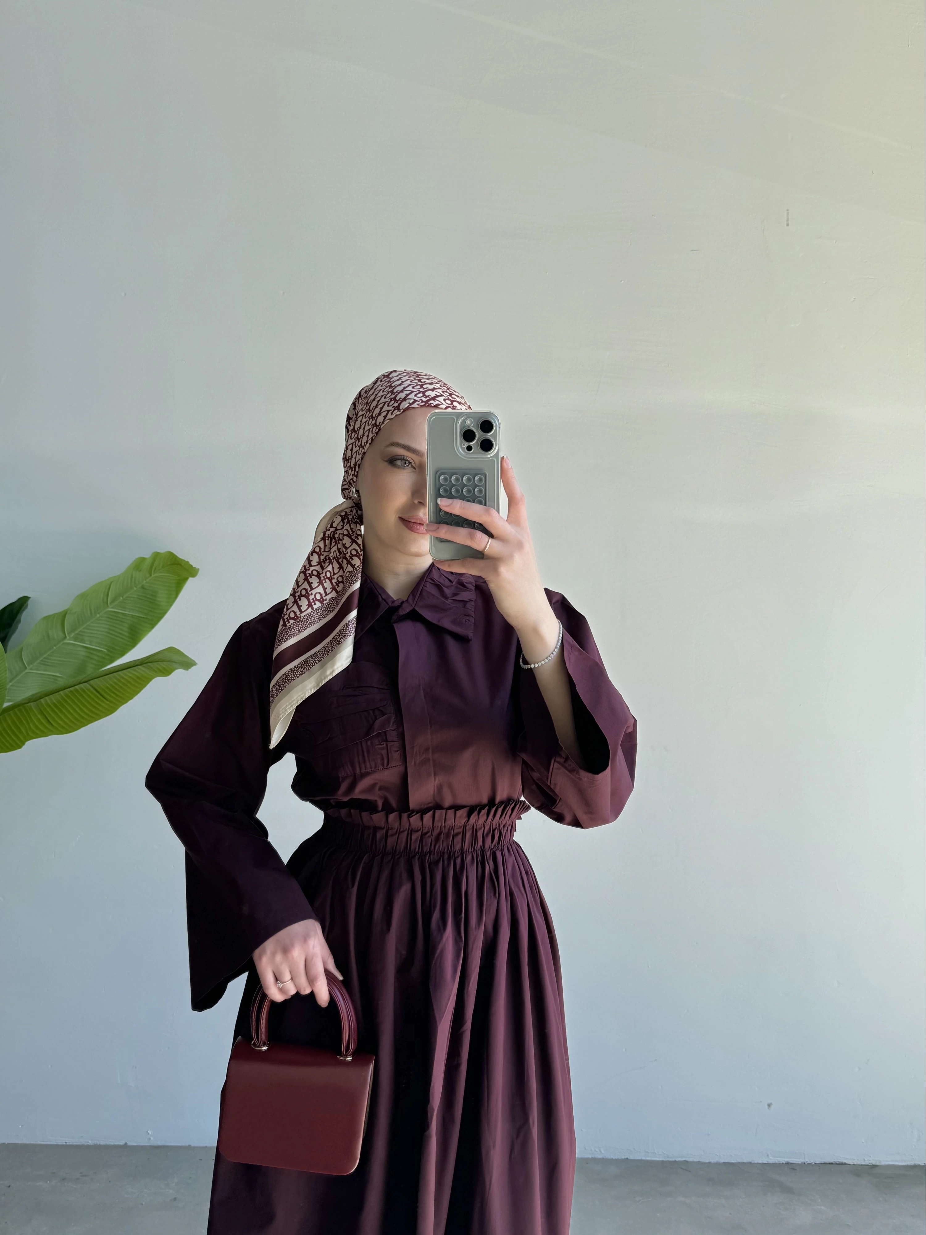 Rania Elbise Bordo