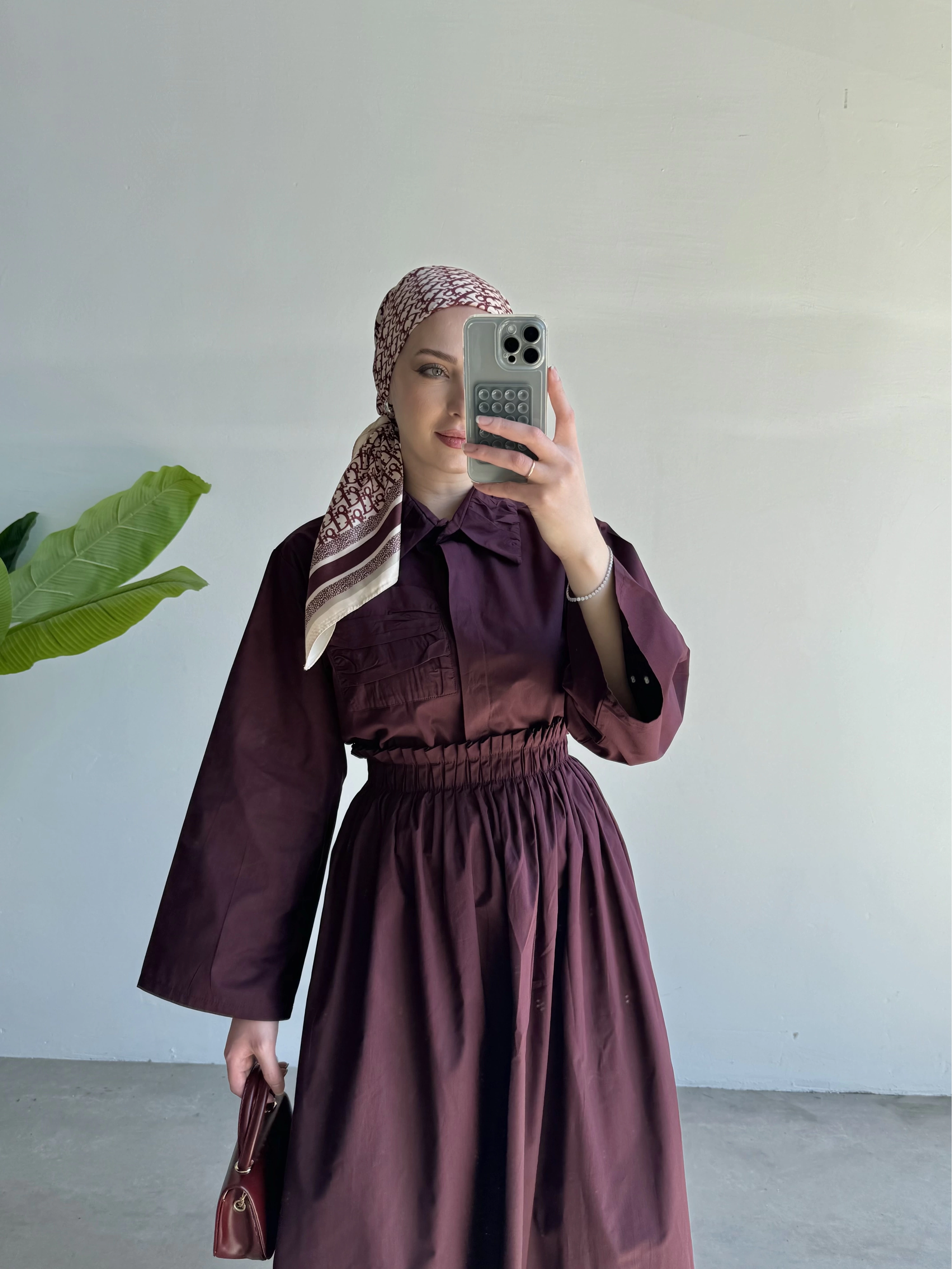 Rania Elbise Bordo