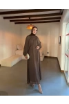 Taşlı Şifon Elbise Cappuccino