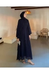 Taşlı Şifon Elbise Lacivert