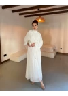 Taşlı Şifon Elbise Beyaz