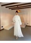 Taşlı Şifon Elbise Beyaz