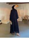 Taşlı Şifon Elbise Lacivert