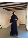 Taşlı Şifon Elbise Lacivert