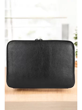 Macbook Air Pro 13 & 13.3 İnç Hakiki Deri Naturel Siyah Laptop Kılıfı