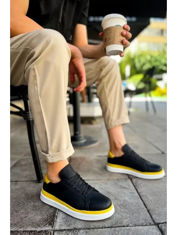 TB979 Santoni GBT Spor Erkek Ayakkabı SIYAH/SARI
