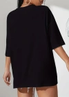 Kadın Penye Compack Classical Baskılı Siyah Oversize Tişort - Siyah