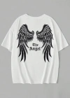 Kadın Penye Compack Dark Angel Baskılı Kısa Kol Yazlık T-shirt- Beyaz