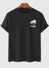 Kadın Penye Compack Palmiye Baskılı Oversize Bisiklet Yaka Kısa Kol T-shirt - Siyah