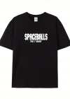 Erkek  Penye  SPACEBALLS Erkek Baskılı  Bisiklet Yaka Kısa Kol Yazlık T-shirt - Siyah
