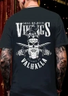 Erkek Penye Compack Vikings Valhalla Baskılı Bisiklet Yaka T-shirt - Siyah