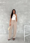 Ayrobin Oversize Kadın Pantalon - Bej