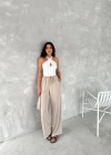 Ayrobin Oversize Kadın Pantalon - Bej