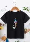 Çocuk Unisex Baskılı T-Shirt - Siyah