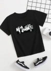 Çocuk Unisex Baskılı T-Shirt - Siyah