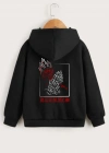 Çocuk Unisex Kapüşonlu Ön ve Arka Blessed Baskılı Sweatshirt - Siyah