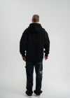 Double Oversize Kapşonlu Nakışlı SweatShirt - Siyah