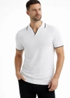 Erkek 2’li Paket Triko Yakalı Düğmesiz Açık Yaka Fitilli Kısa Kollu - Beyaz & Mint Yeşili