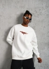 Erkek 3 İplik Gangster Baskılı Sweatshirt - Beyaz