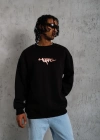 Erkek 3 İplik Gangster Baskılı Sweatshirt - Siyah