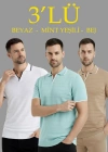 Erkek 3’lü Paket Triko Yakalı Düğmesiz Açık Yaka Fitilli Kısa Kollu Regular Fit Tişört -