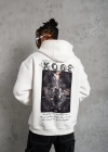 Erkek Baskılı Kapüşonlu Sweat - Beyaz