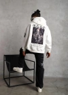 Erkek Baskılı Kapüşonlu Sweat - Beyaz