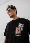 Erkek Baskılı Oversize T-shirt - Siyah